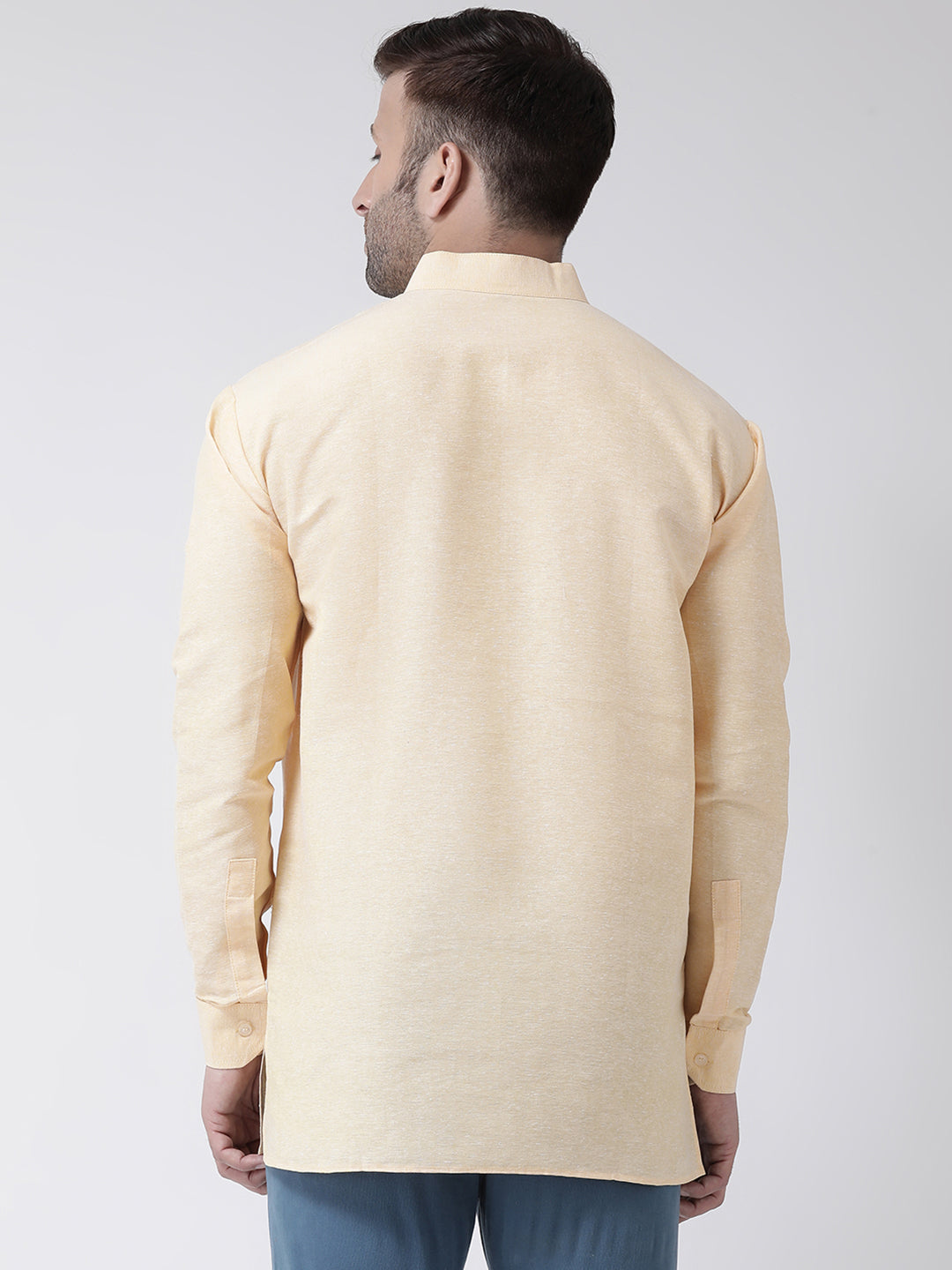 RIAG Beige Color Long Sleeves Men's Cotton Short Kurta | Grocsy