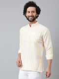 RIAG Beige Color Long Sleeves Casual Men's Cotton Short Kurta | Grocsy