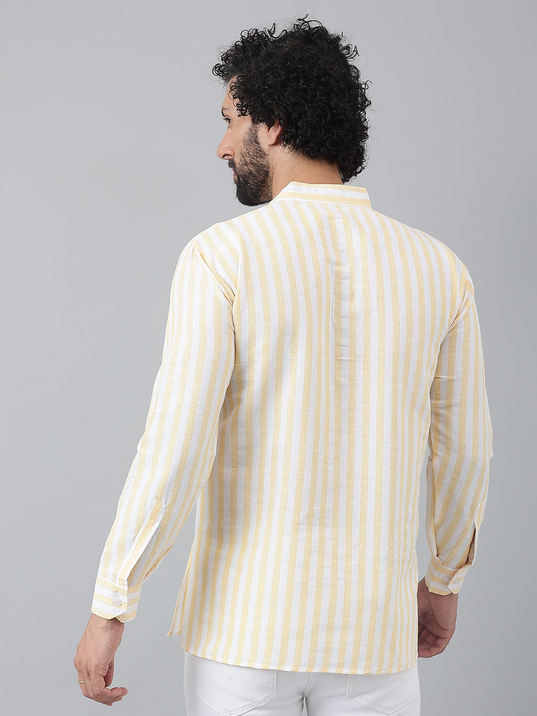 RIAG Beige Color Long Sleeves Casual Men's Cotton Short Kurta | Grocsy