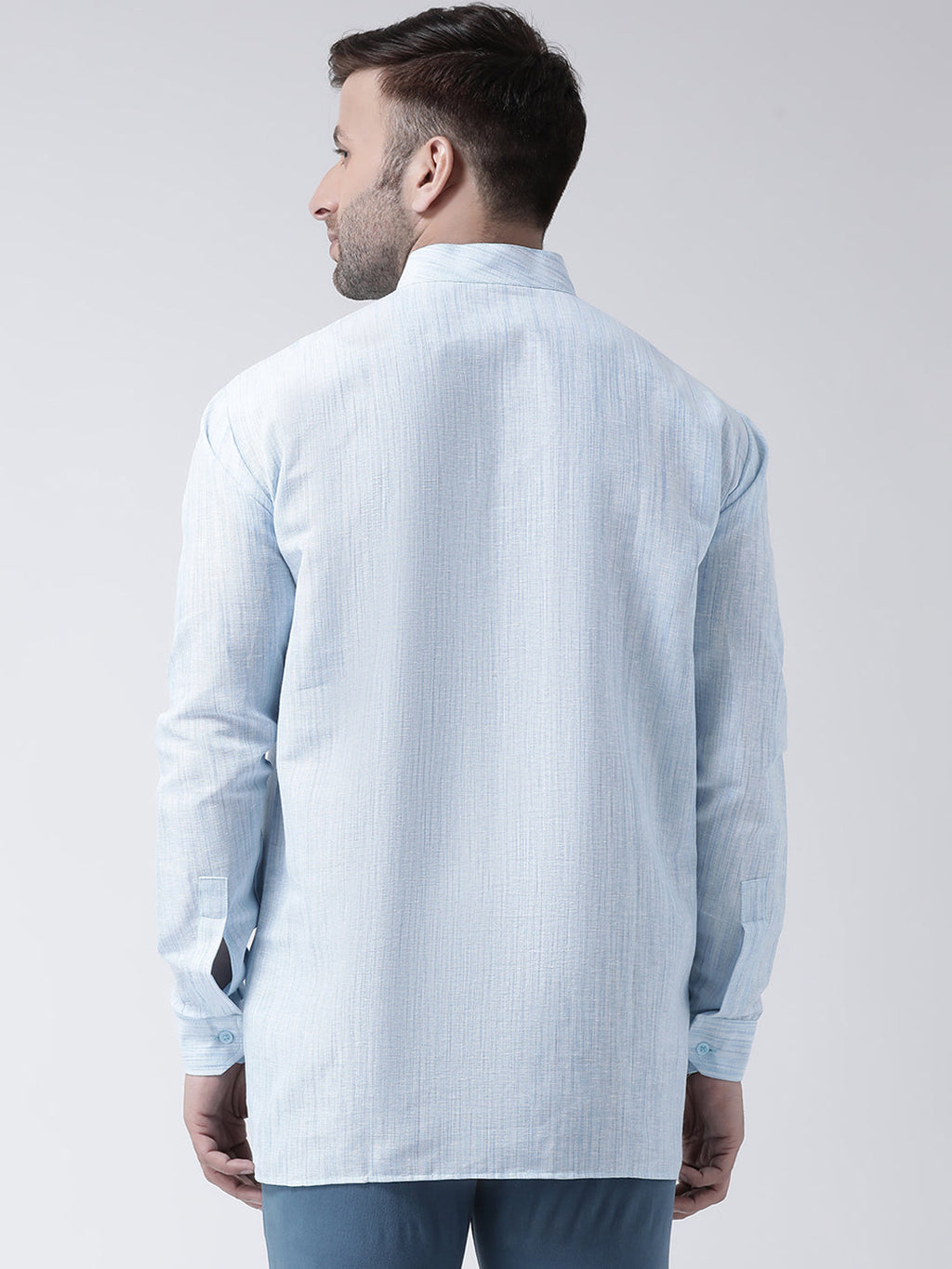 RIAG Blue Color Long Sleeves Men's Cotton Short Kurta | Grocsy