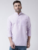 RIAG Purple Color Long Sleeves Men's Cotton Short Kurta | Grocsy