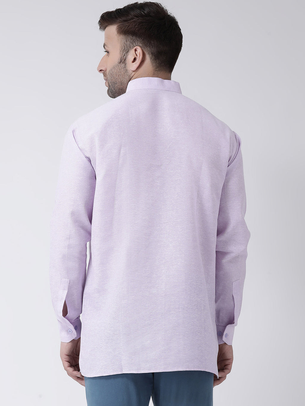 RIAG Purple Color Long Sleeves Men's Cotton Short Kurta | Grocsy