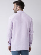 RIAG Purple Color Long Sleeves Men's Cotton Short Kurta | Grocsy