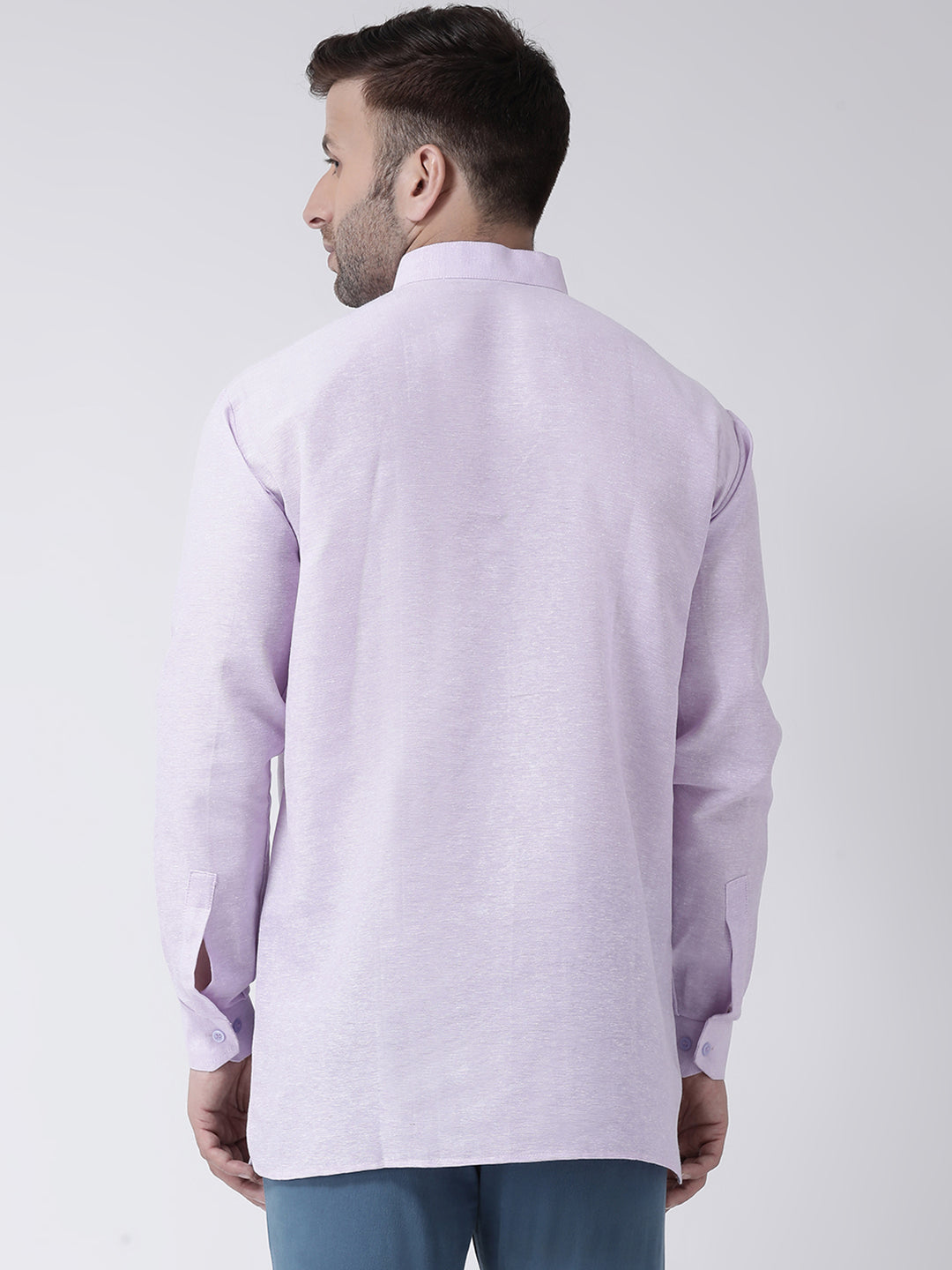 RIAG Purple Color Long Sleeves Men's Cotton Short Kurta | Grocsy