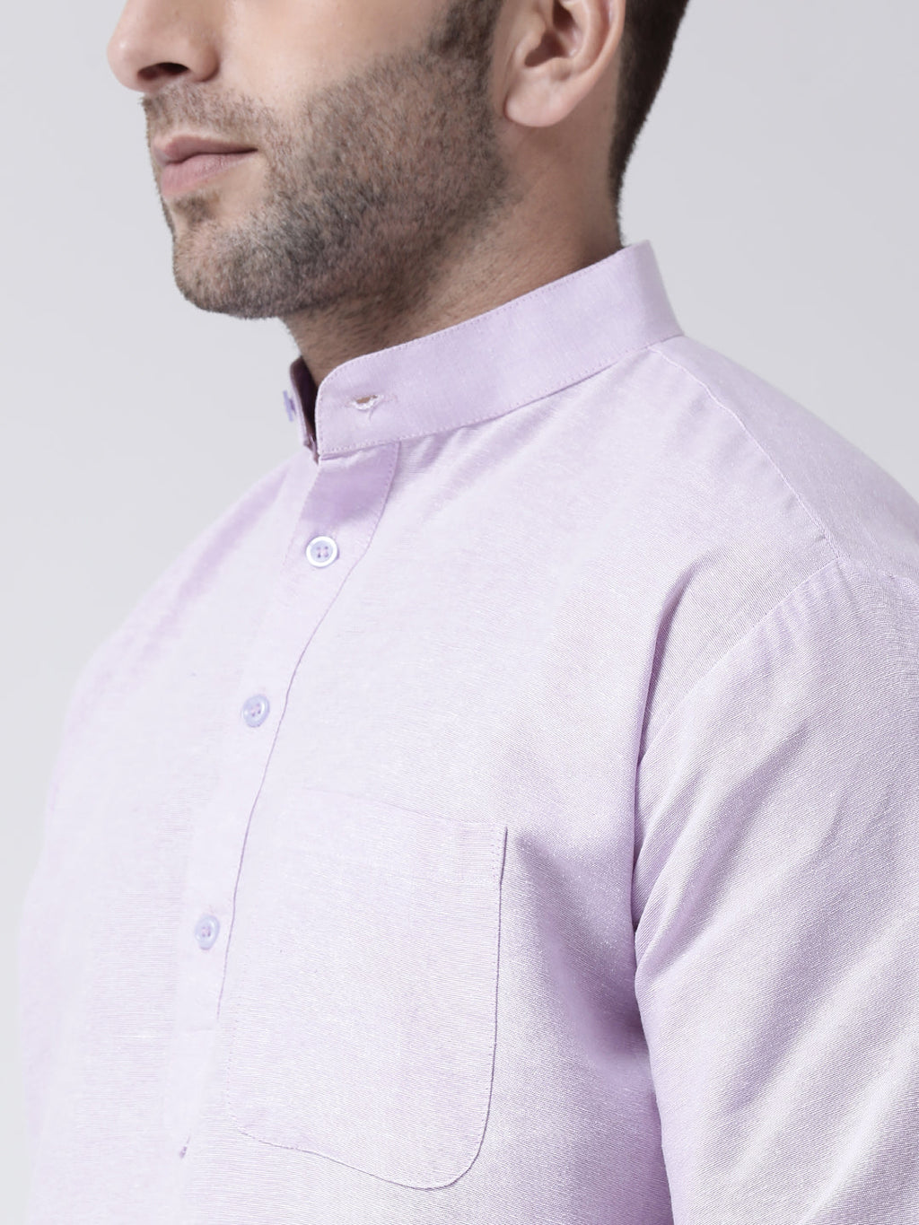 RIAG Purple Color Long Sleeves Men's Cotton Short Kurta | Grocsy