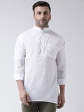 RIAG White Color Long Sleeves Men's Cotton Short Kurta | Grocsy