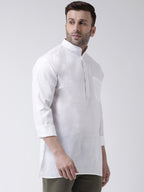 RIAG White Color Long Sleeves Men's Cotton Short Kurta | Grocsy