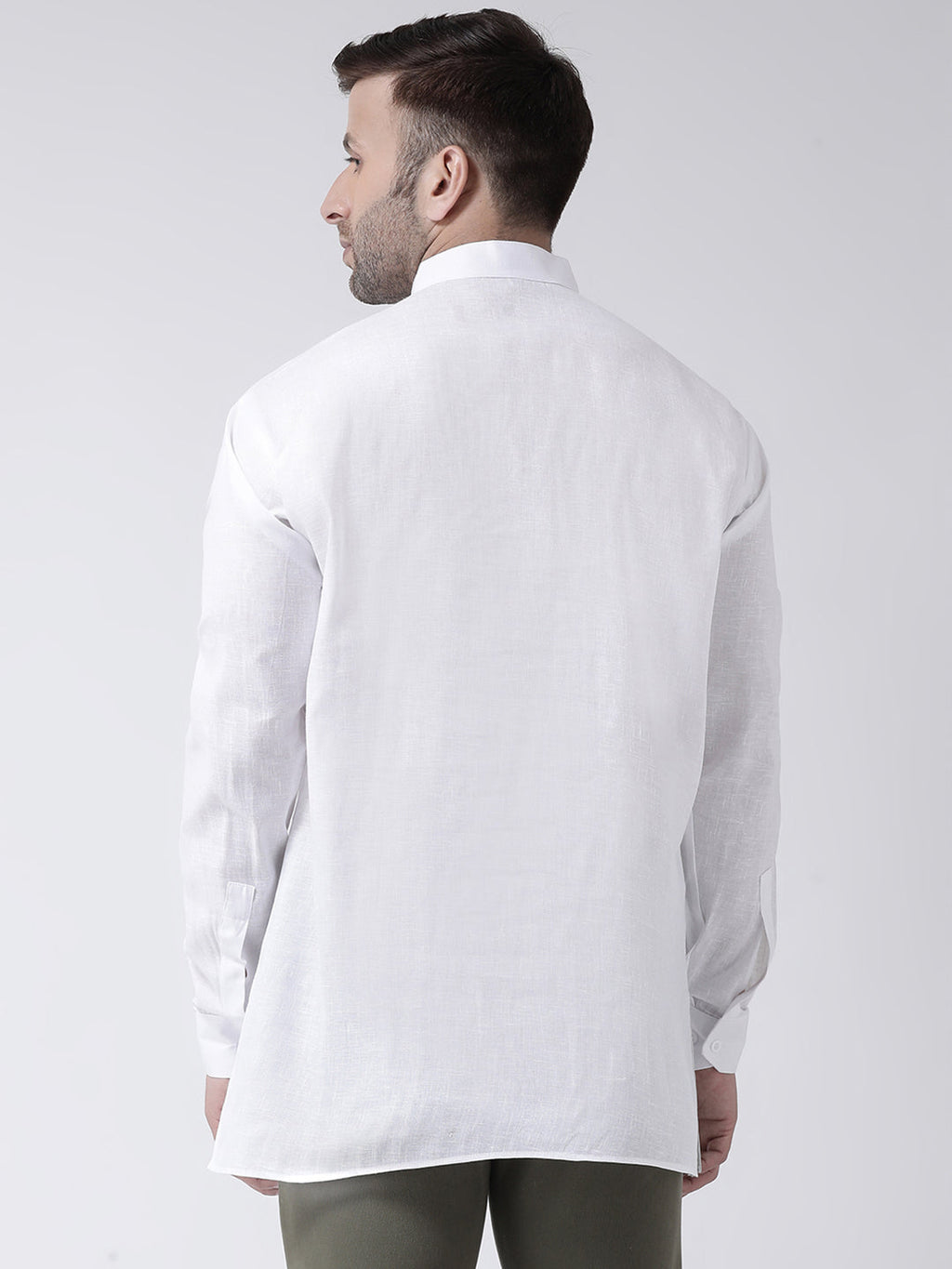 RIAG White Color Long Sleeves Men's Cotton Short Kurta | Grocsy