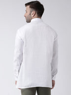 RIAG White Color Long Sleeves Men's Cotton Short Kurta | Grocsy