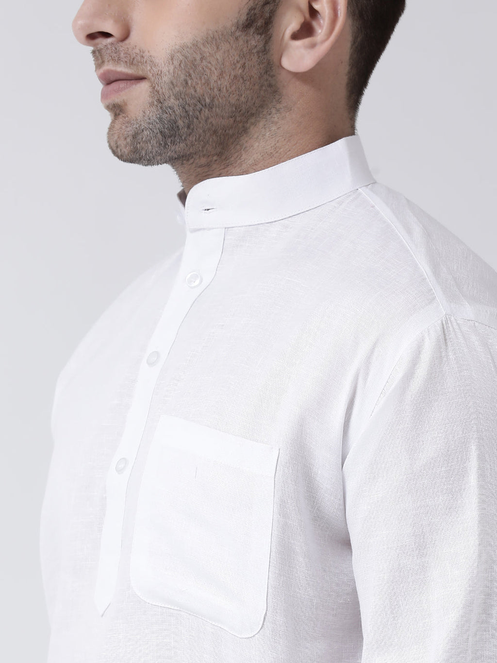 RIAG White Color Long Sleeves Men's Cotton Short Kurta | Grocsy