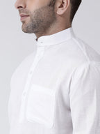 RIAG White Color Long Sleeves Men's Cotton Short Kurta | Grocsy
