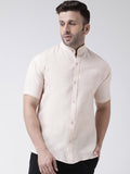 RIAG Beige Men's Chinese Collar Half Sleeves Shirt | Grocsy