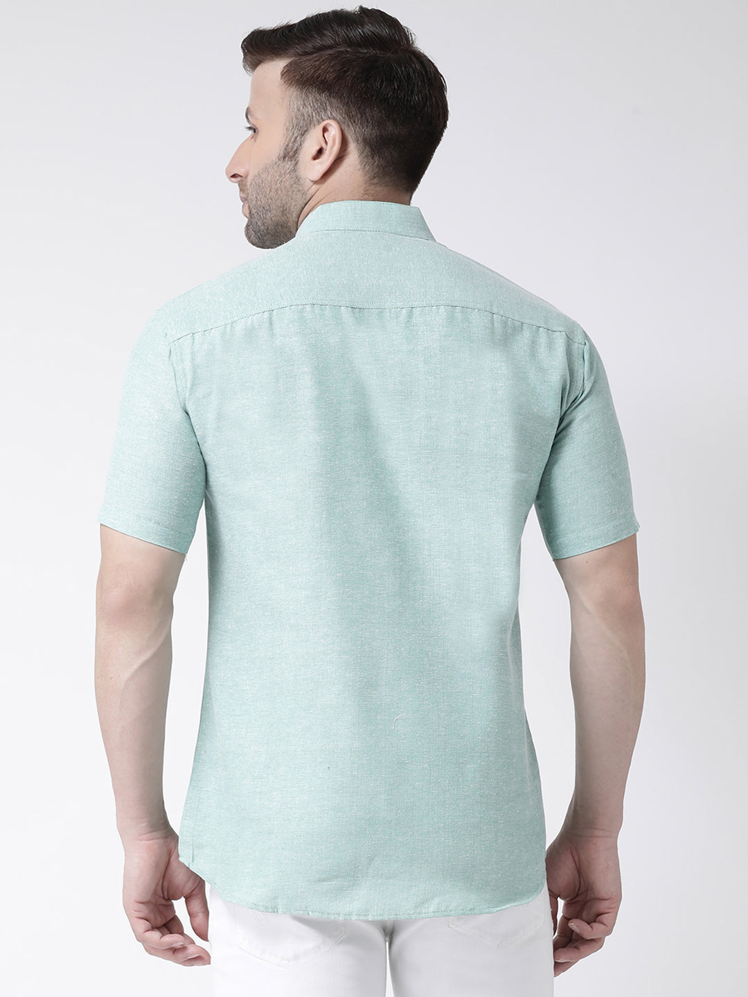 RIAG Green Men's Chinese Collar Half Sleeves Shirt | Grocsy