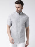 RIAG Grey Men's Chinese Collar Half Sleeves Shirt | Grocsy