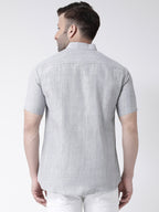 RIAG Grey Men's Chinese Collar Half Sleeves Shirt | Grocsy
