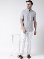 RIAG Grey Men's Chinese Collar Half Sleeves Shirt | Grocsy