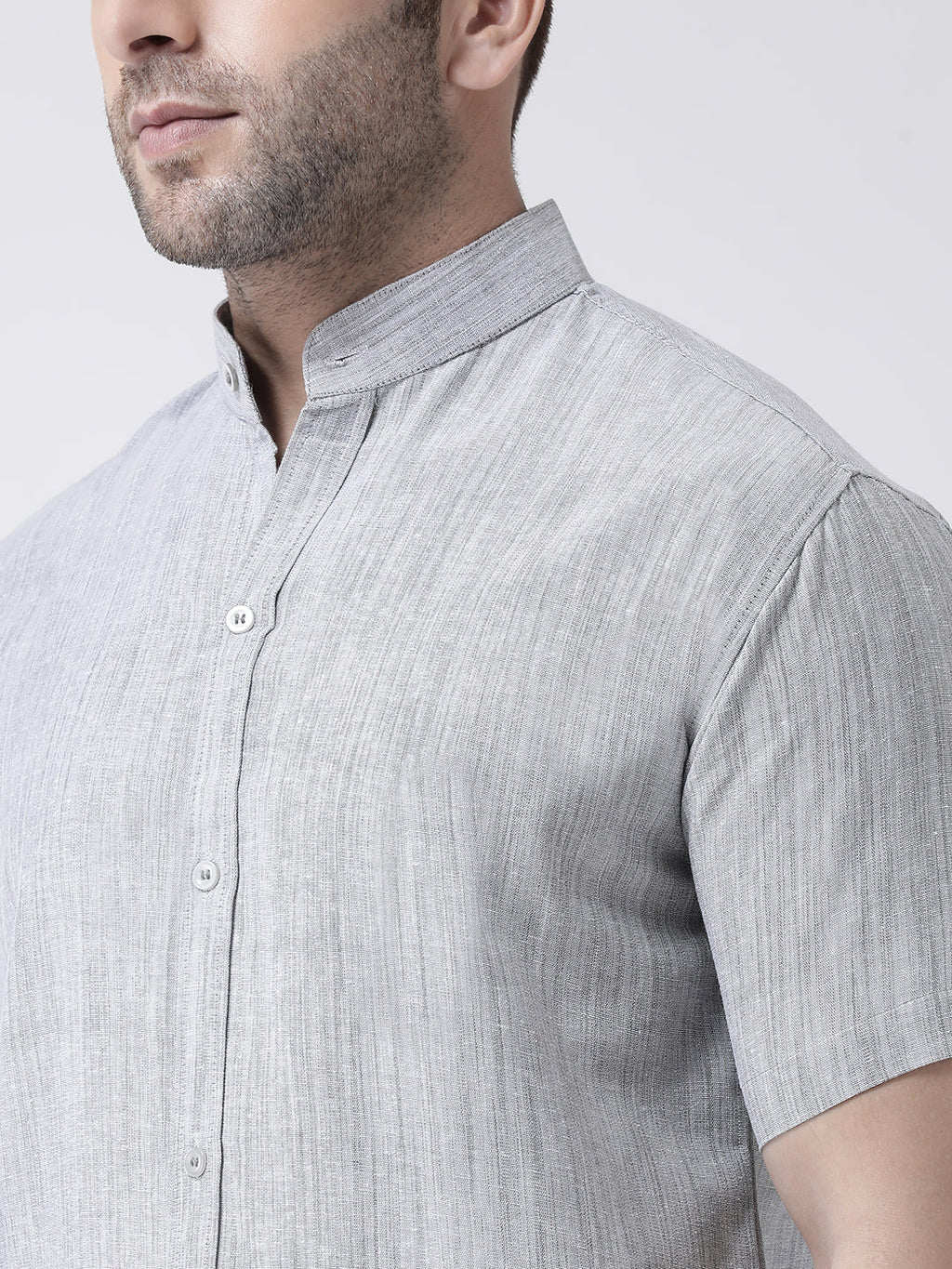 RIAG Grey Men's Chinese Collar Half Sleeves Shirt | Grocsy
