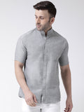 RIAG Grey Men's Chinese Collar Half Sleeves Shirt | Grocsy