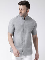 RIAG Grey Men's Chinese Collar Half Sleeves Shirt | Grocsy