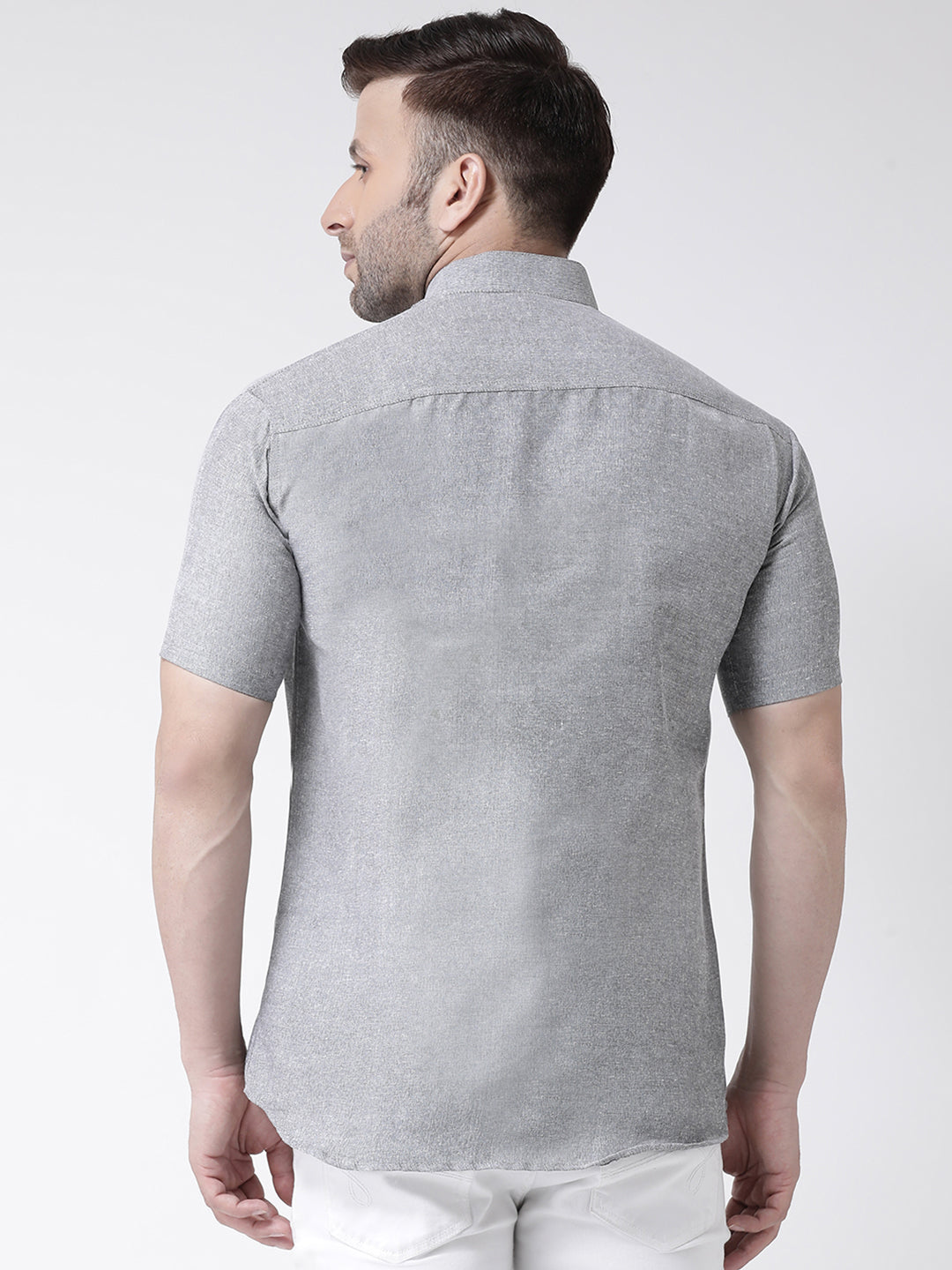 RIAG Grey Men's Chinese Collar Half Sleeves Shirt | Grocsy