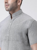 RIAG Grey Men's Chinese Collar Half Sleeves Shirt | Grocsy