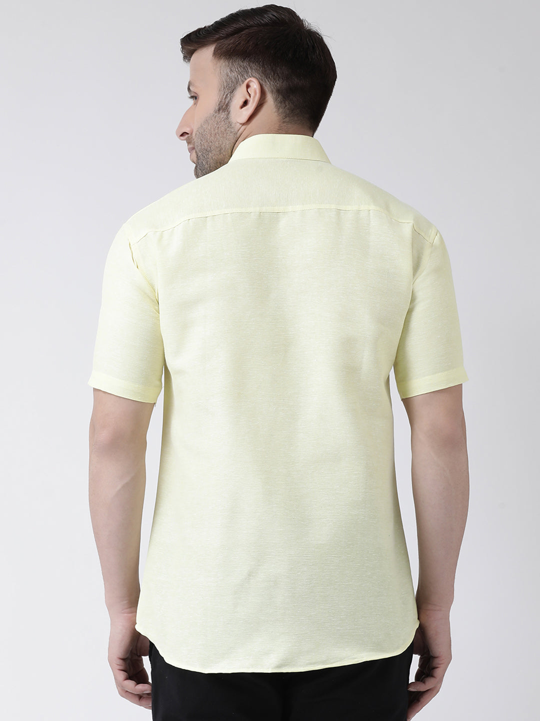 RIAG Yellow Men's Chinese Collar Half Sleeves Shirt | Grocsy