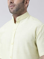 RIAG Yellow Men's Chinese Collar Half Sleeves Shirt | Grocsy