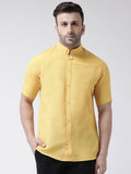 RIAG Mustard Men's Chinese Collar Half Sleeves Shirt | Grocsy