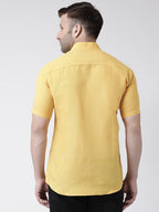 RIAG Mustard Men's Chinese Collar Half Sleeves Shirt | Grocsy