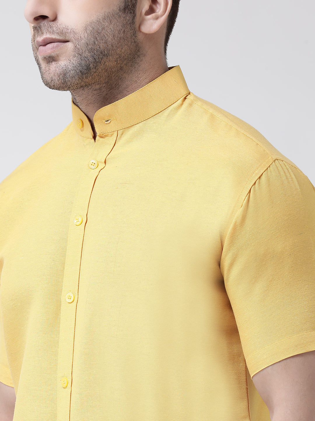 RIAG Mustard Men's Chinese Collar Half Sleeves Shirt | Grocsy