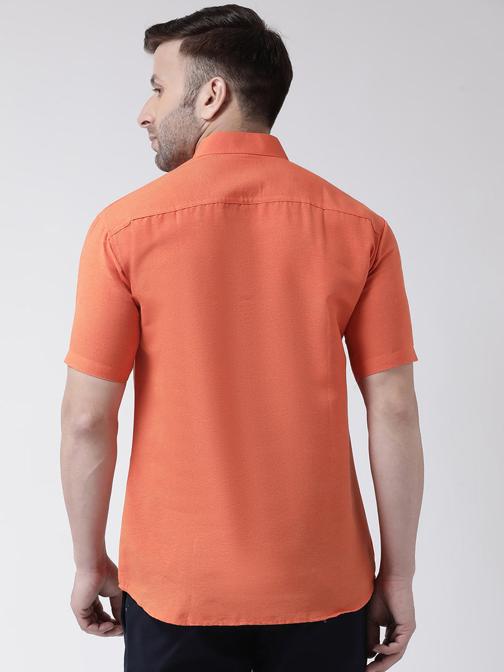 RIAG Orange Men's Chinese Collar Half Sleeves Shirt | Grocsy