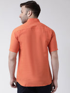 RIAG Orange Men's Chinese Collar Half Sleeves Shirt | Grocsy