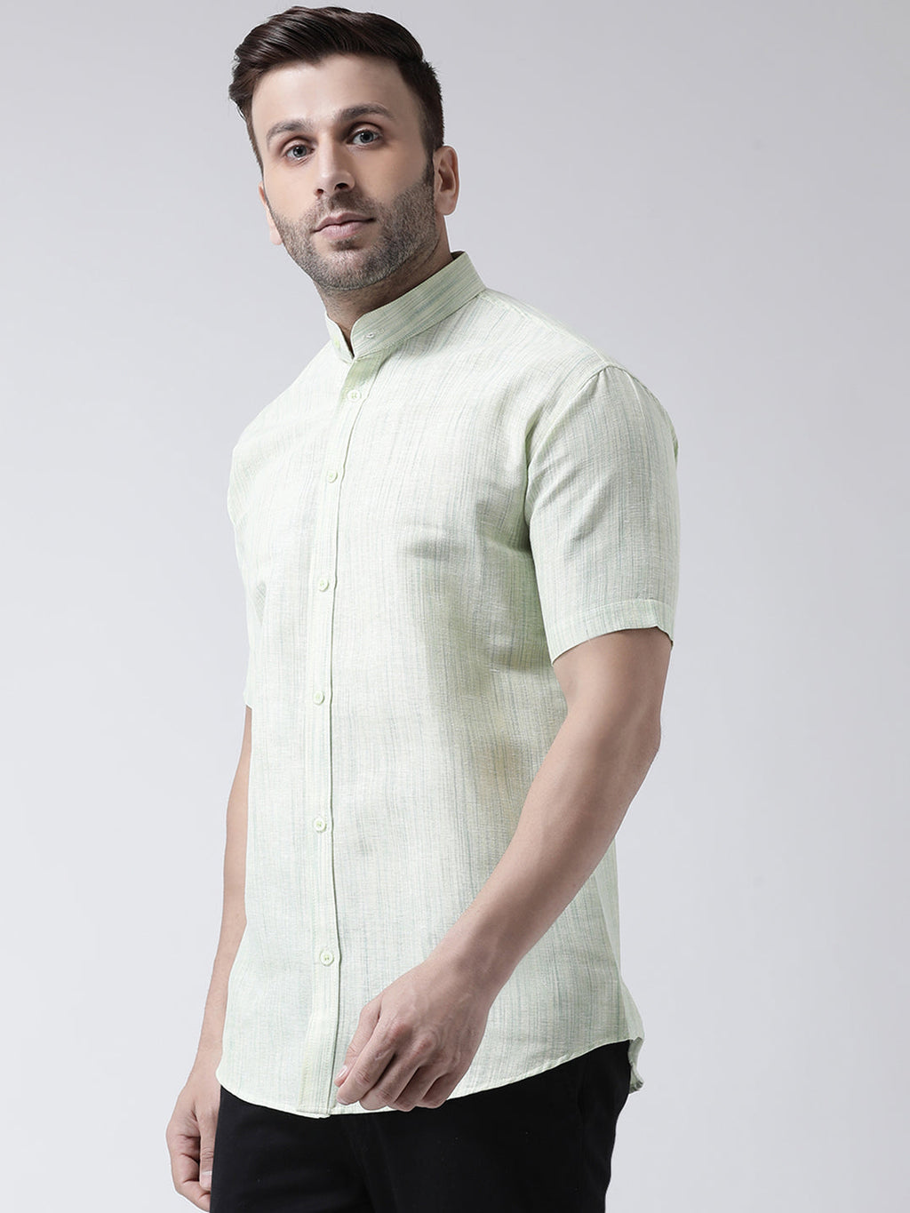 RIAG Green Men's Chinese Collar Half Sleeves Shirt | Grocsy