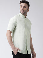 RIAG Green Men's Chinese Collar Half Sleeves Shirt | Grocsy