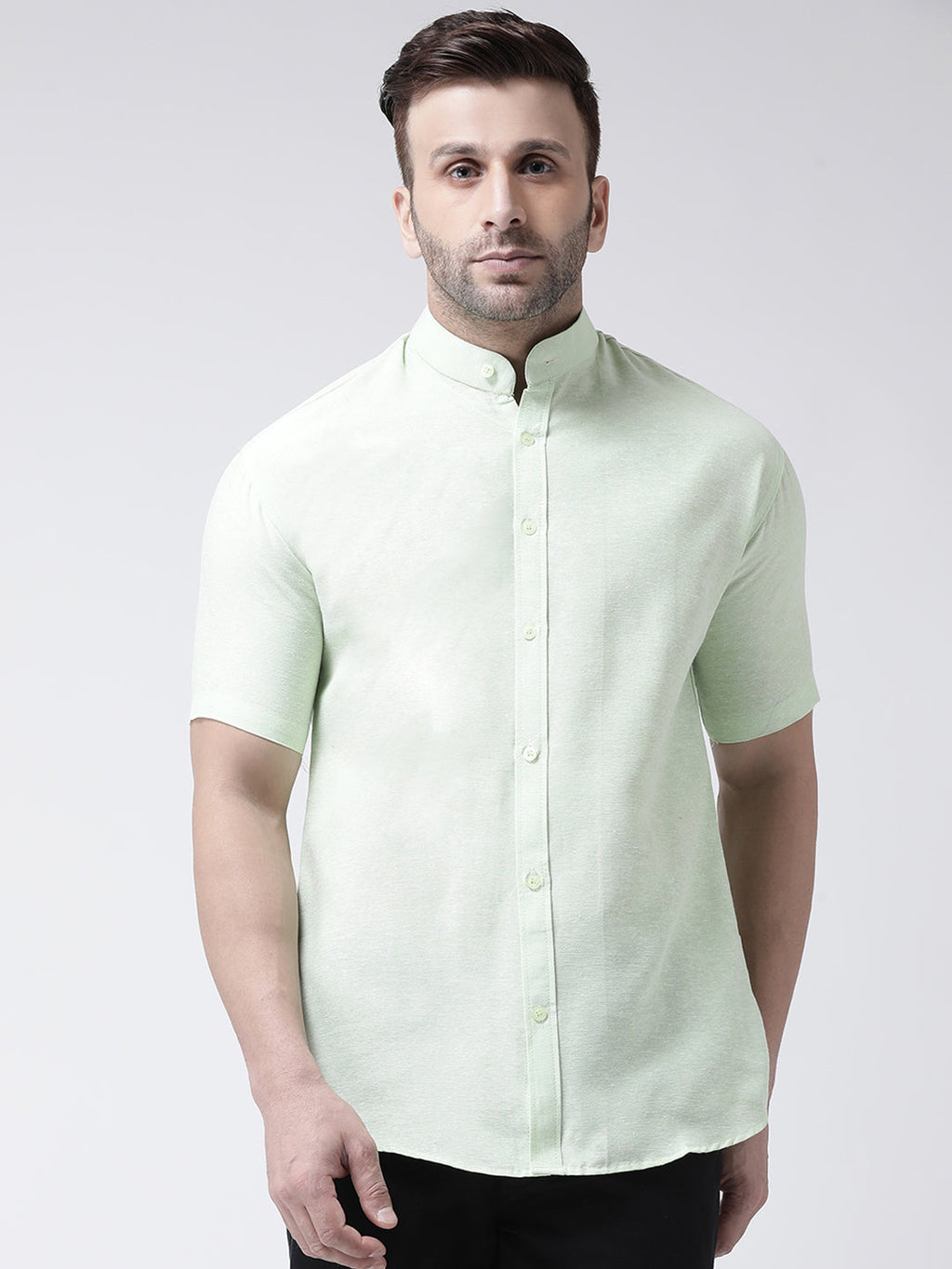 RIAG Green Men's Chinese Collar Half Sleeves Shirt | Grocsy