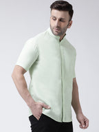 RIAG Green Men's Chinese Collar Half Sleeves Shirt | Grocsy