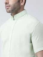 RIAG Green Men's Chinese Collar Half Sleeves Shirt | Grocsy