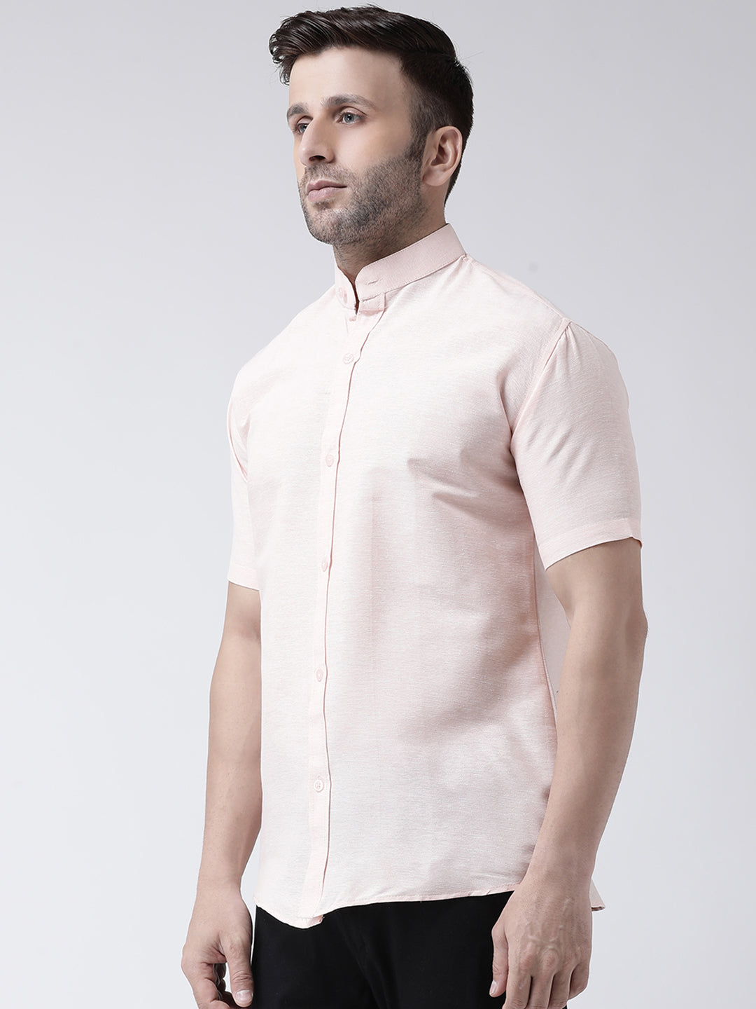 RIAG Peach Men's Chinese Collar Half Sleeves Shirt | Grocsy
