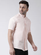 RIAG Peach Men's Chinese Collar Half Sleeves Shirt | Grocsy