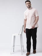 RIAG Peach Men's Chinese Collar Half Sleeves Shirt | Grocsy