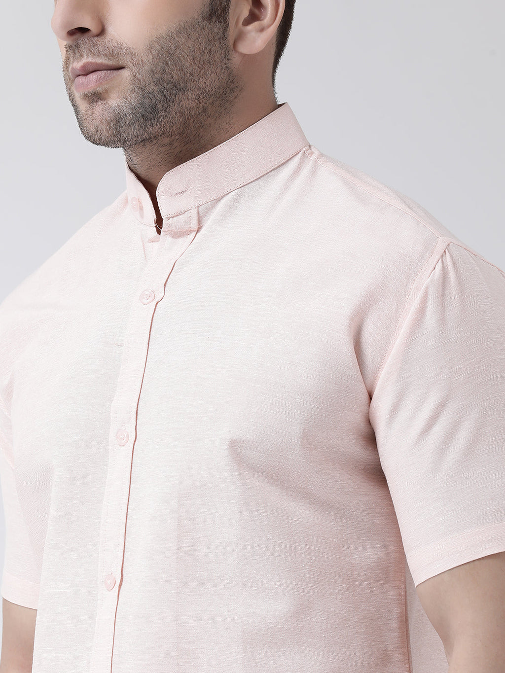 RIAG Peach Men's Chinese Collar Half Sleeves Shirt | Grocsy