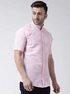 RIAG Pink Men's Chinese Collar Half Sleeves Shirt | Grocsy
