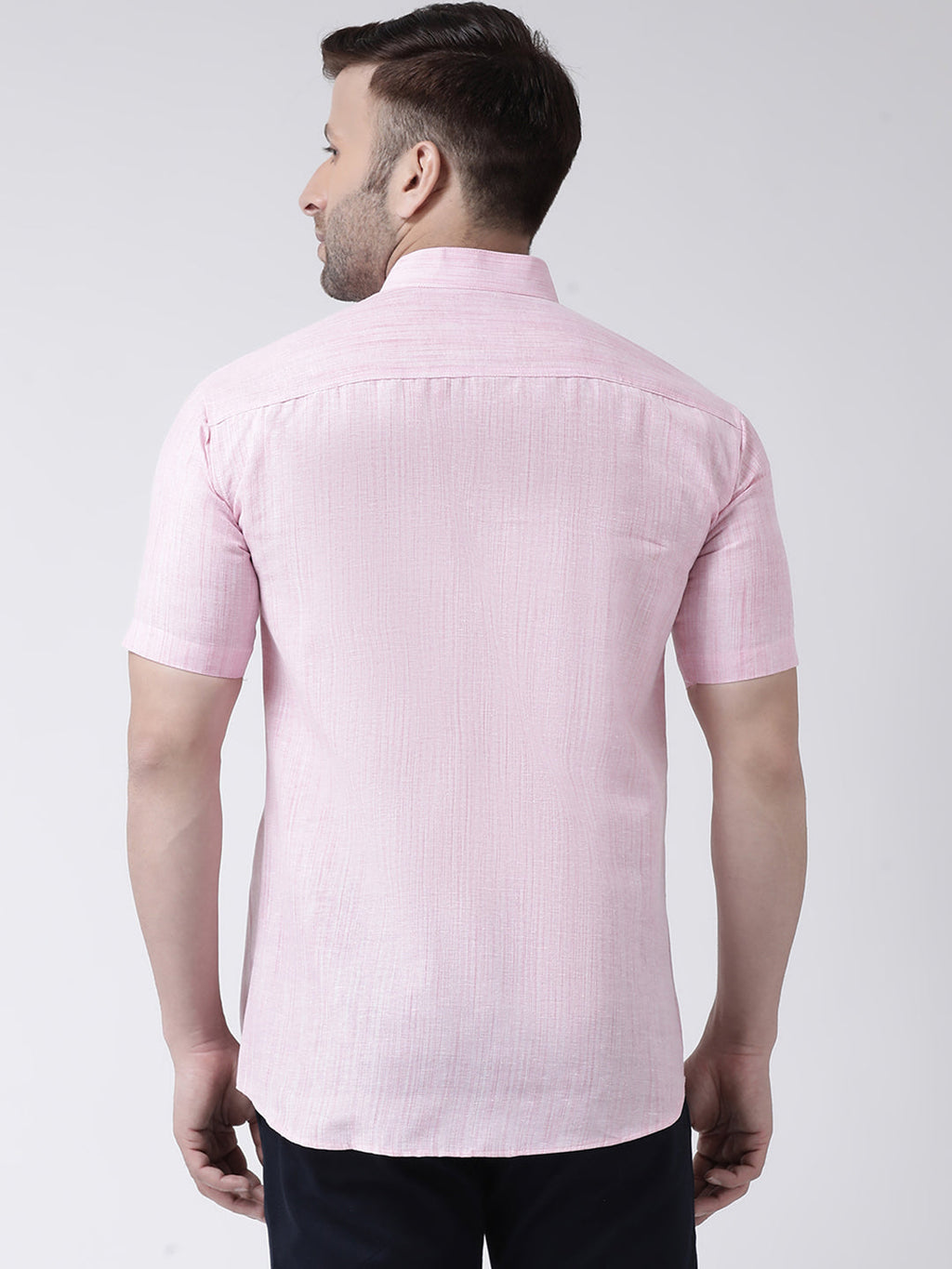 RIAG Pink Men's Chinese Collar Half Sleeves Shirt | Grocsy