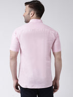 RIAG Pink Men's Chinese Collar Half Sleeves Shirt | Grocsy