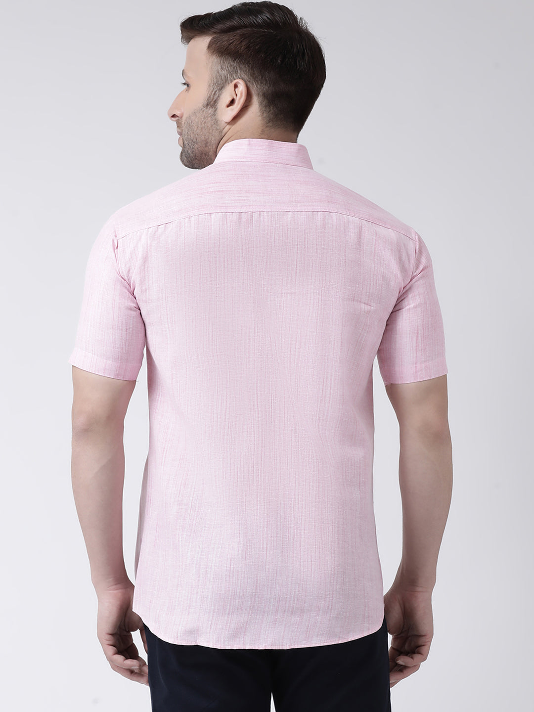 RIAG Pink Men's Chinese Collar Half Sleeves Shirt | Grocsy
