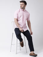 RIAG Pink Men's Chinese Collar Half Sleeves Shirt | Grocsy