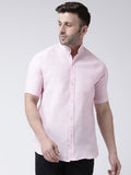 RIAG Pink Men's Chinese Collar Half Sleeves Shirt | Grocsy