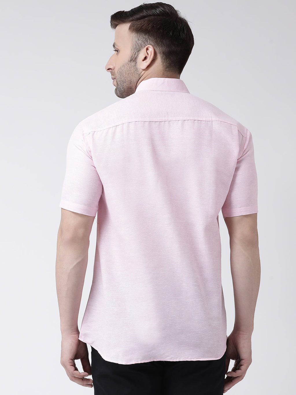 RIAG Pink Men's Chinese Collar Half Sleeves Shirt | Grocsy