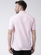 RIAG Pink Men's Chinese Collar Half Sleeves Shirt | Grocsy