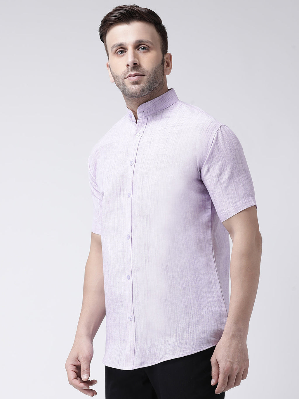 RIAG Purple Men's Chinese Collar Half Sleeves Shirt | Grocsy
